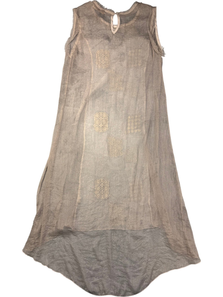 Simply Couture Beige Embroidered Sleeveless Dress - M - Think Vintage ltd