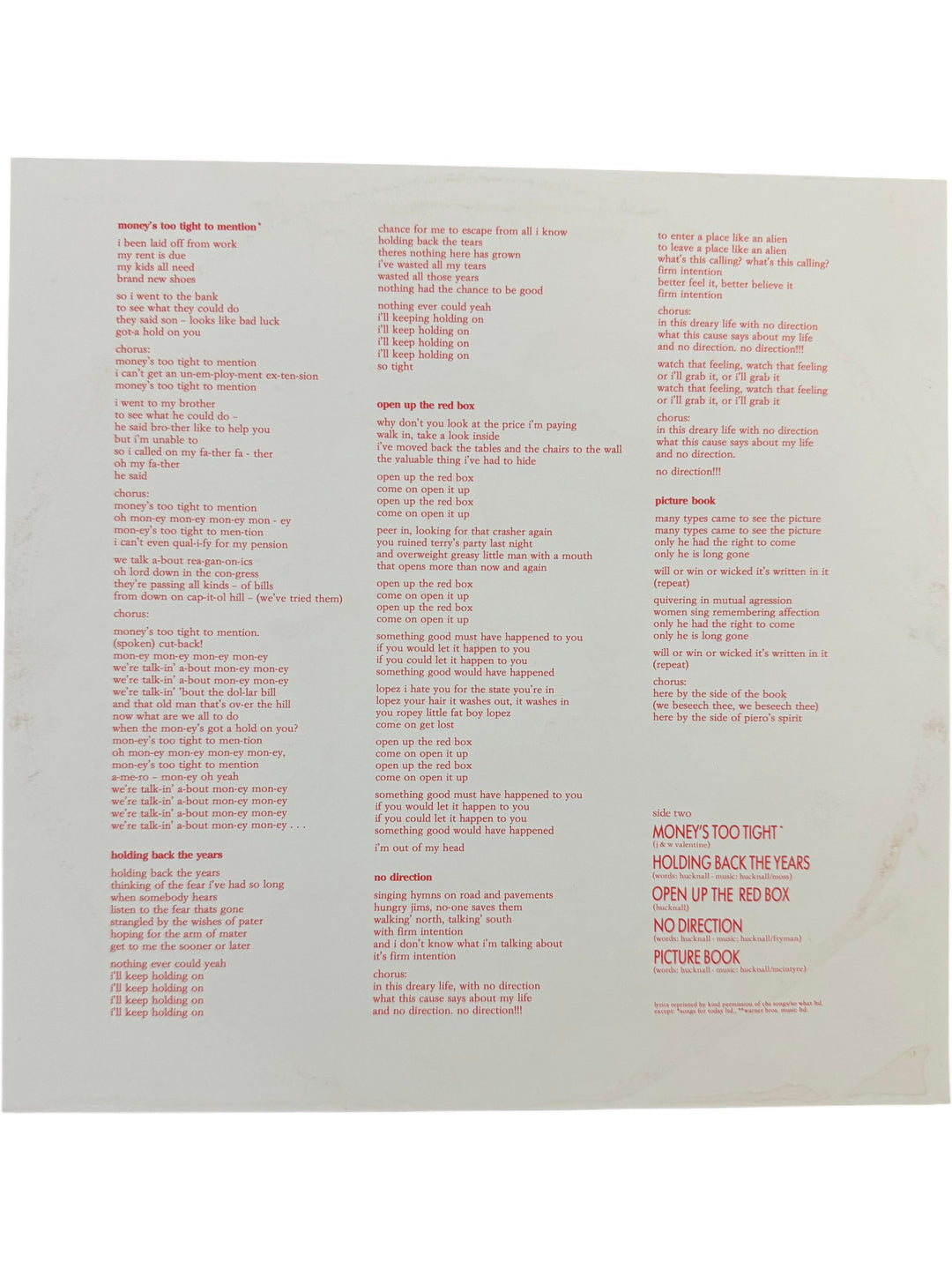 Simply Red Picture Book LP Album - Think Vintage ltd