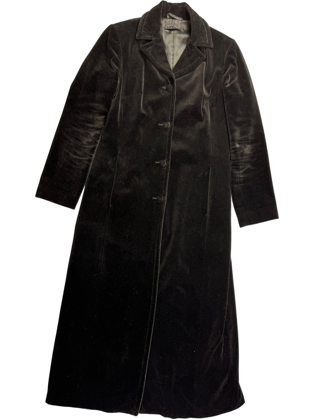 Sisley Black Long Overcoat - L - Think Vintage