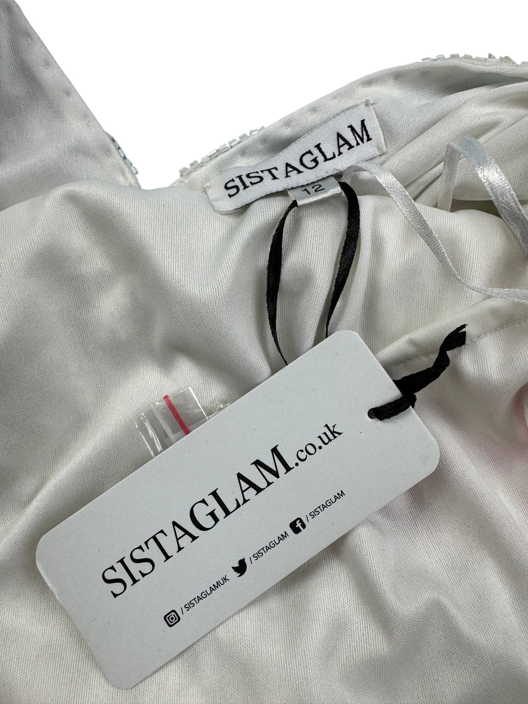 Sistaglam Gracey White Embellished Gown - S - Think Vintage ltd