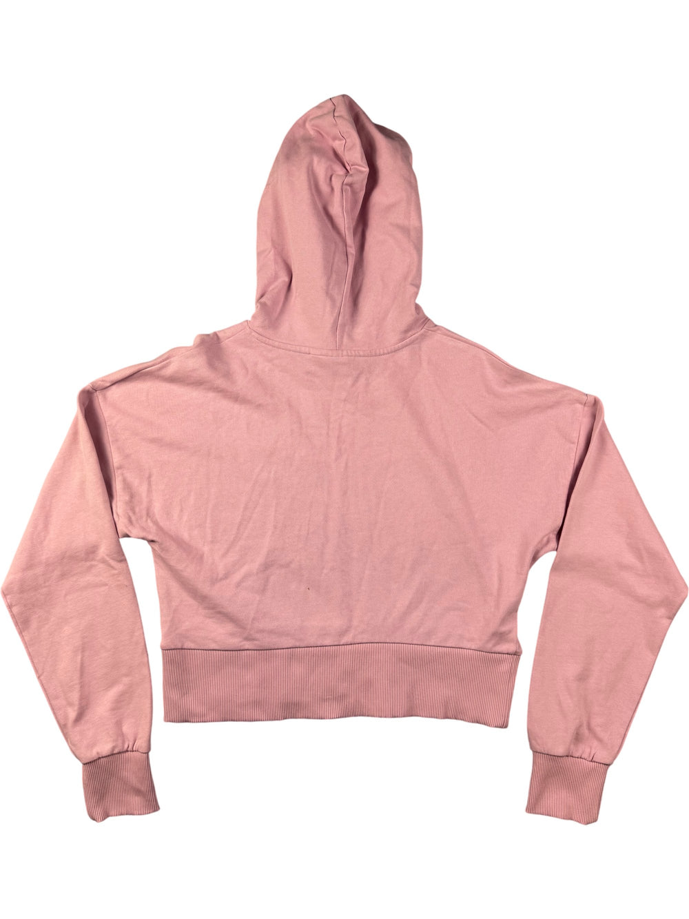 Smiley World Pink Crop Hoodie - M - Think Vintage Online Ltd