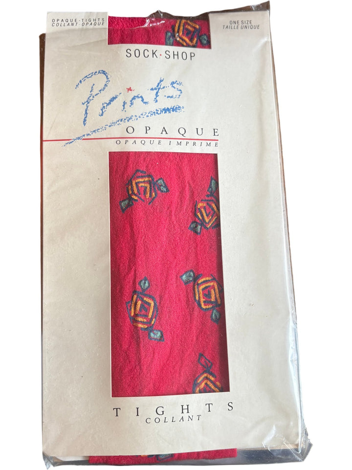 Sock Shop Prints Opaque Red Tights - Think Vintage ltd