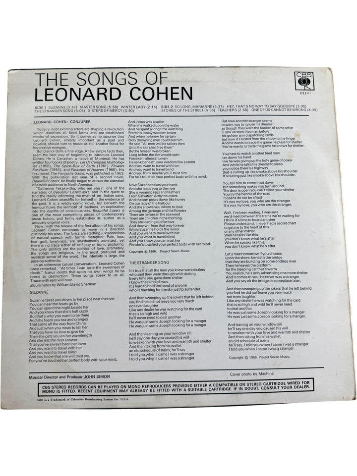 Songs Of Leonard Cohen Vinyl Record - Good