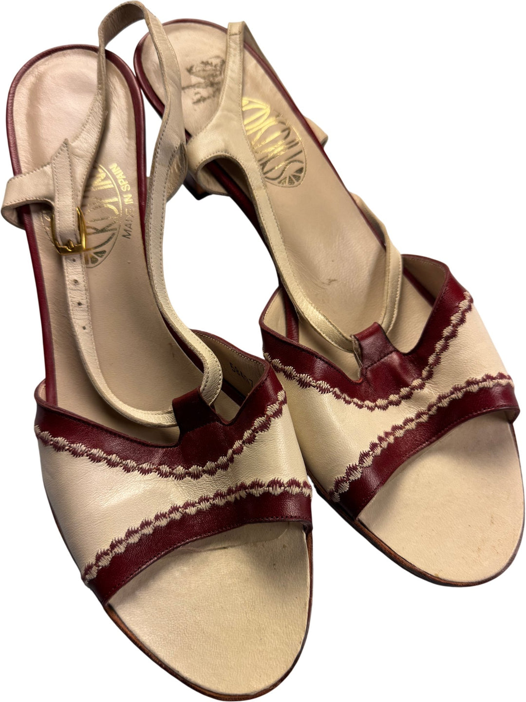 Spanish Leather High Heel Sandals - 8 - Think Vintage ltd