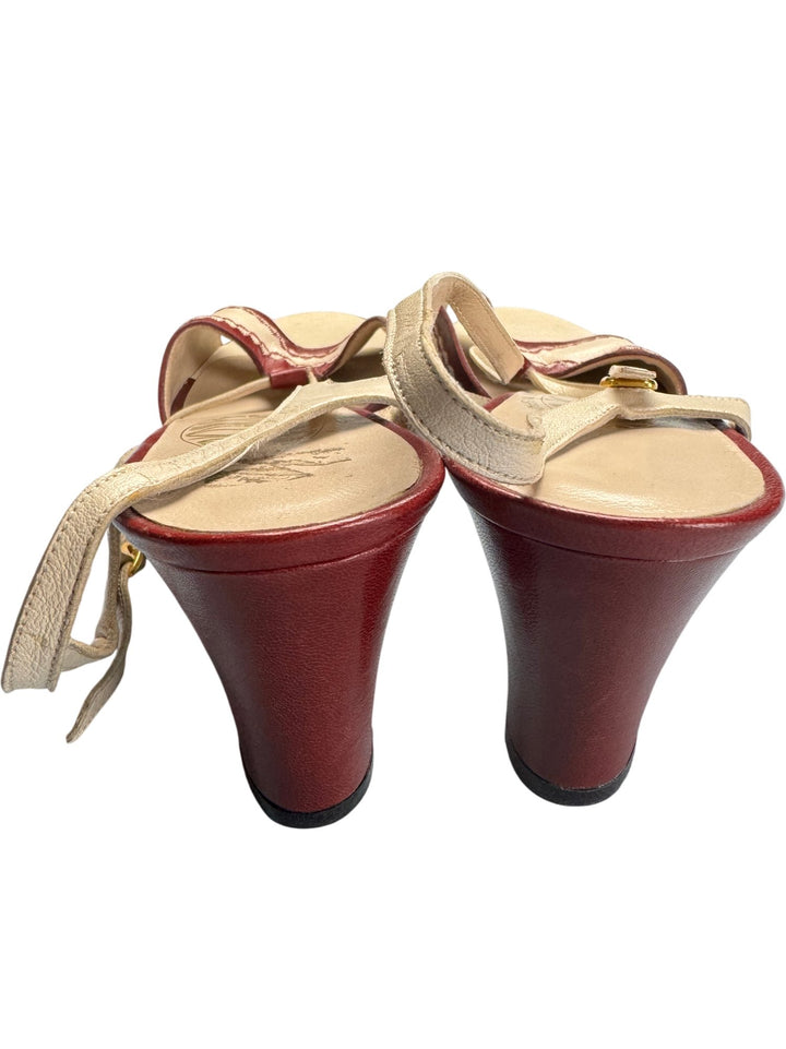 Spanish Leather High Heel Sandals - 8 - Think Vintage ltd