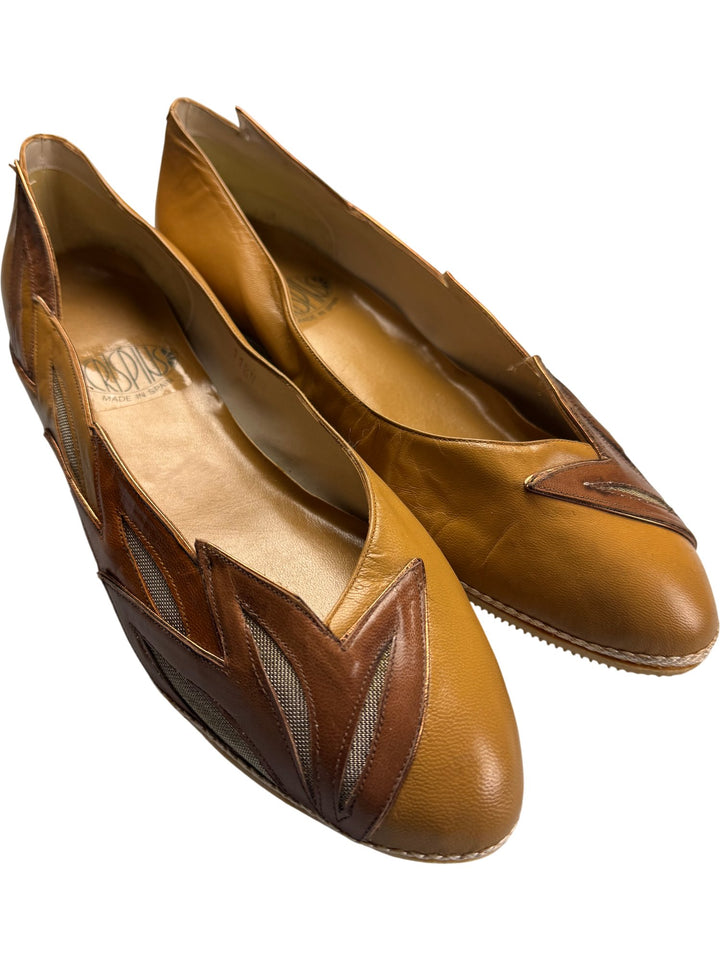 Spanish Leather Slip-On Flats - 7.5 - Think Vintage ltd