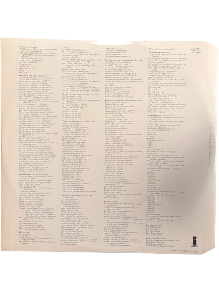 Sparks Propaganda LP Album - Fair - Think Vintage ltd