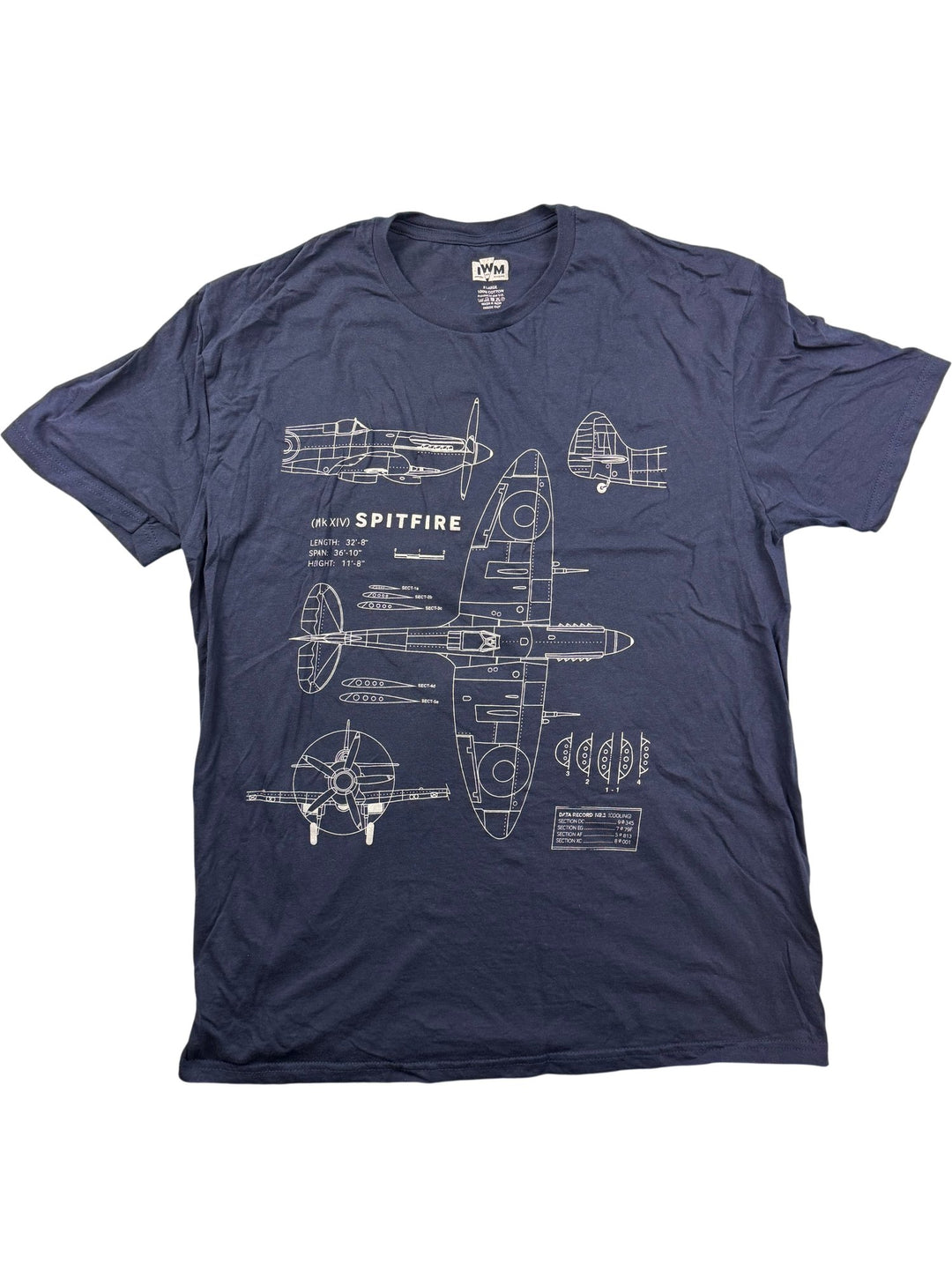 Spitfire Blueprint Graphic T-Shirt - M - Think Vintage ltd