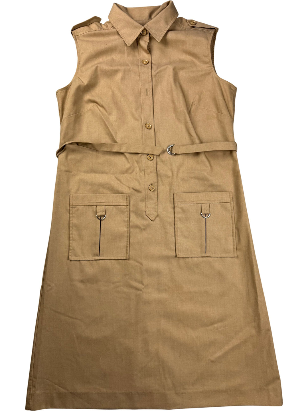 St Michael Beige Sleeveless Dress - M - Think Vintage Online Ltd