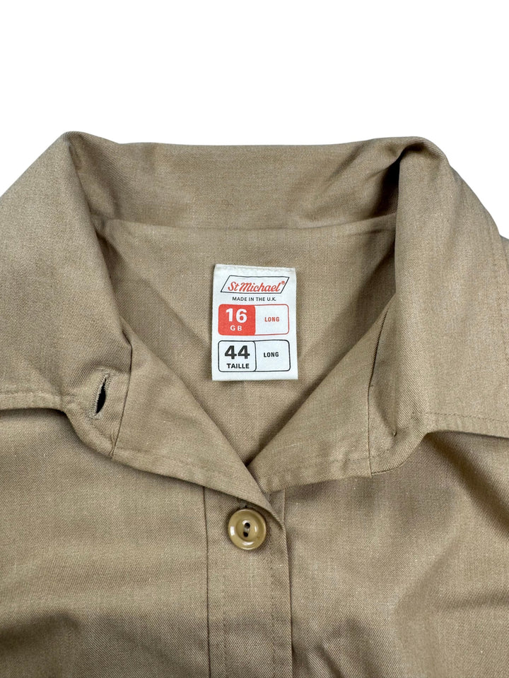 St Michael Beige Sleeveless Dress - M - Think Vintage ltd