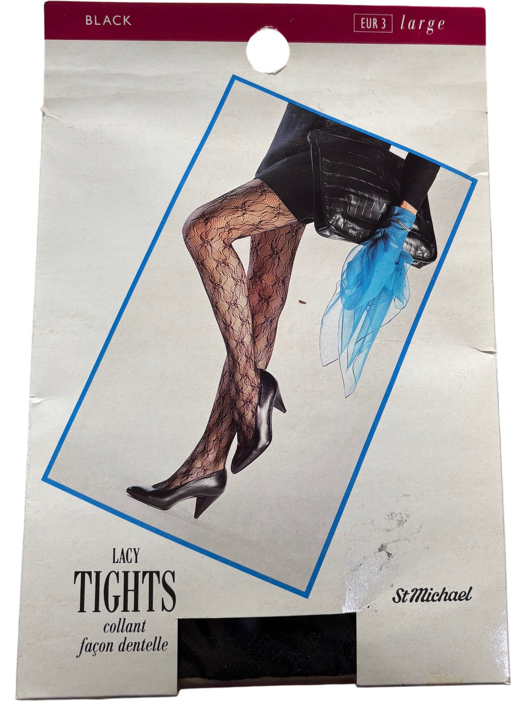 St Michael Black Lacy Tights - Think Vintage ltd