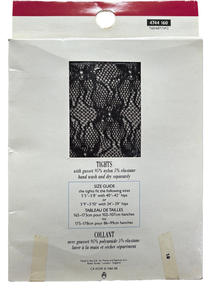 St Michael Black Lacy Tights - Think Vintage ltd