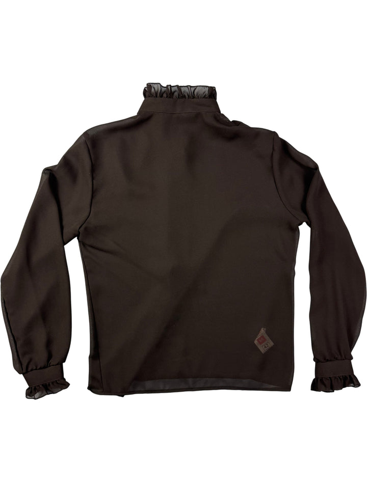 St Michael Black Long Sleeve Blouse - M - Think Vintage Online Ltd