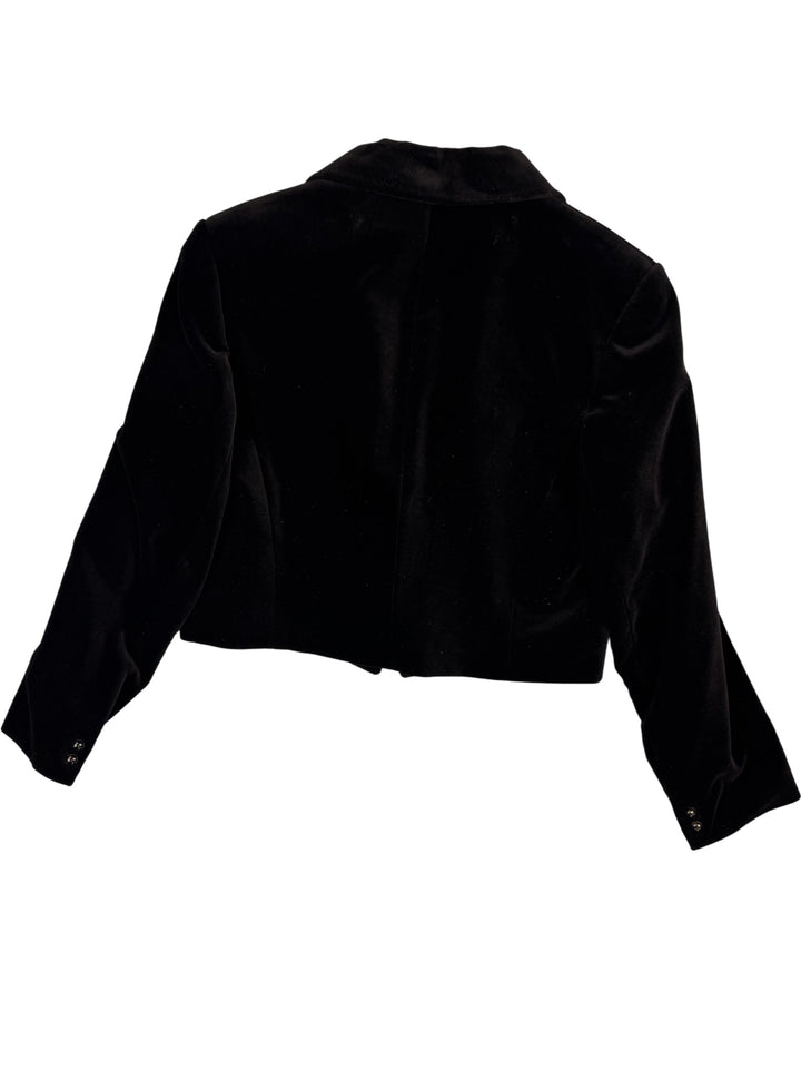 St Michael Black Velvet Blazer - S - Think Vintage