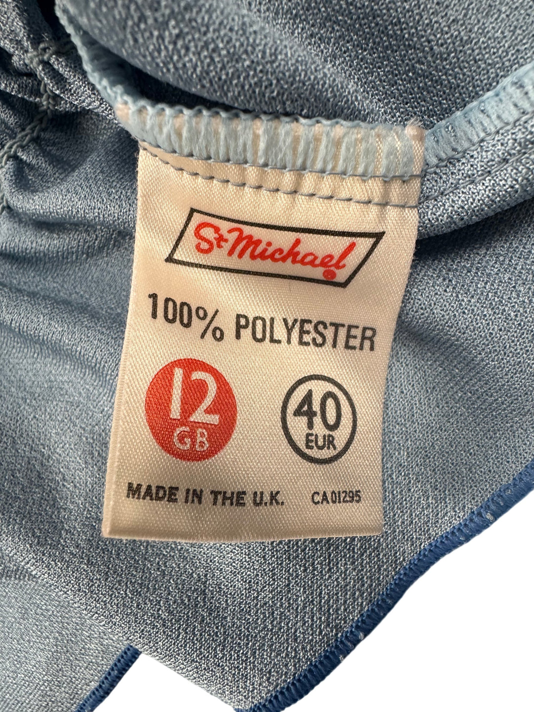 St Michael Blue Long Sleeve Blouse - Think Vintage ltd