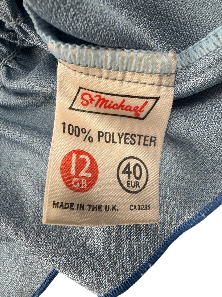 St Michael Blue Long Sleeve Blouse - Think Vintage ltd