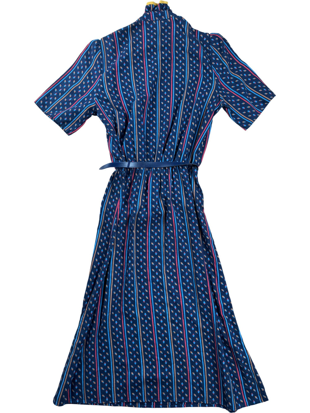 St Michael Blue Patterned Dress - S - Think Vintage ltd