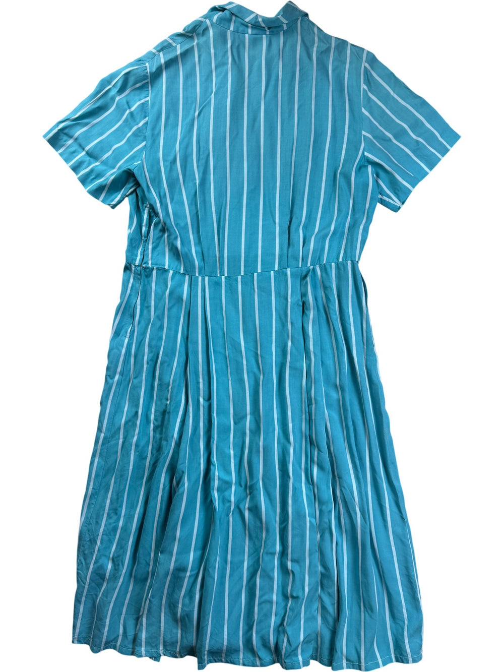 St Michael Blue Striped Dress - M - Think Vintage ltd