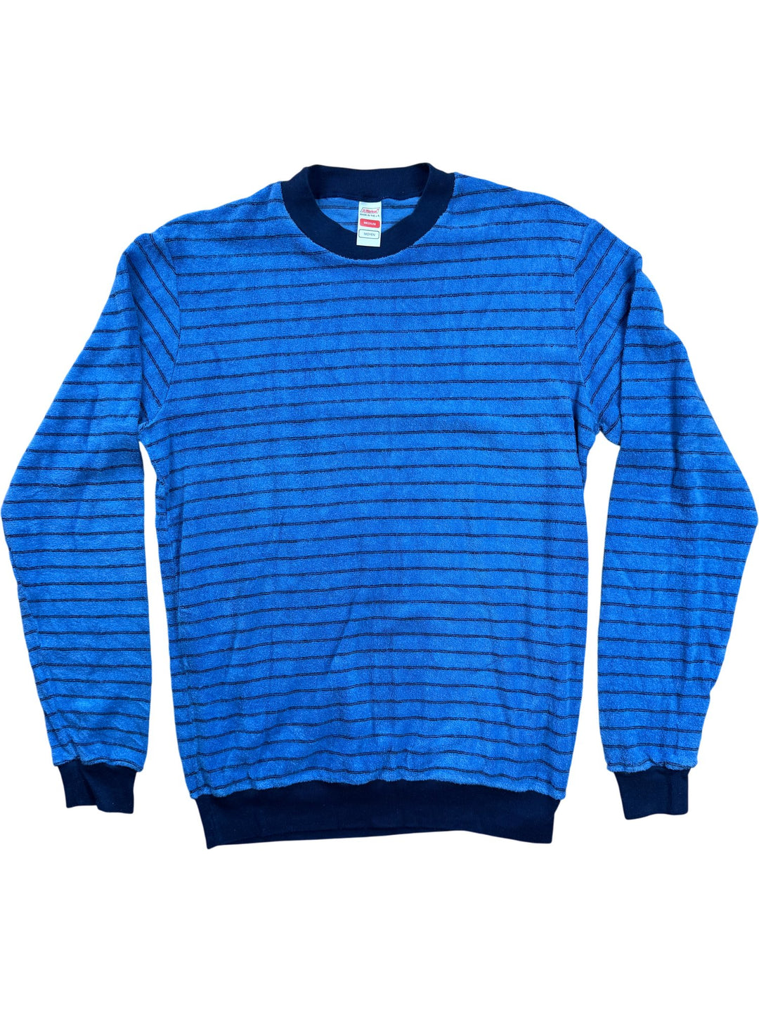 St Michael Blue Striped Sweatshirt - M - Think Vintage ltd