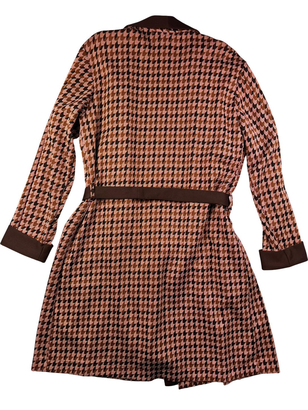 St Michael Brown Houndstooth Nightgown - M - Think Vintage Online Ltd