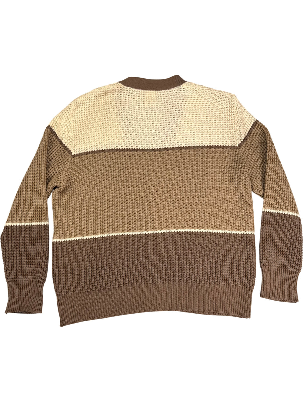 St Michael Brown and Beige Knit Cardigan - M - Think Vintage