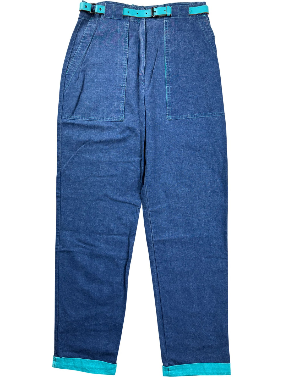 St Michael Cotton High-Waisted Trousers - W30 - Think Vintage ltd