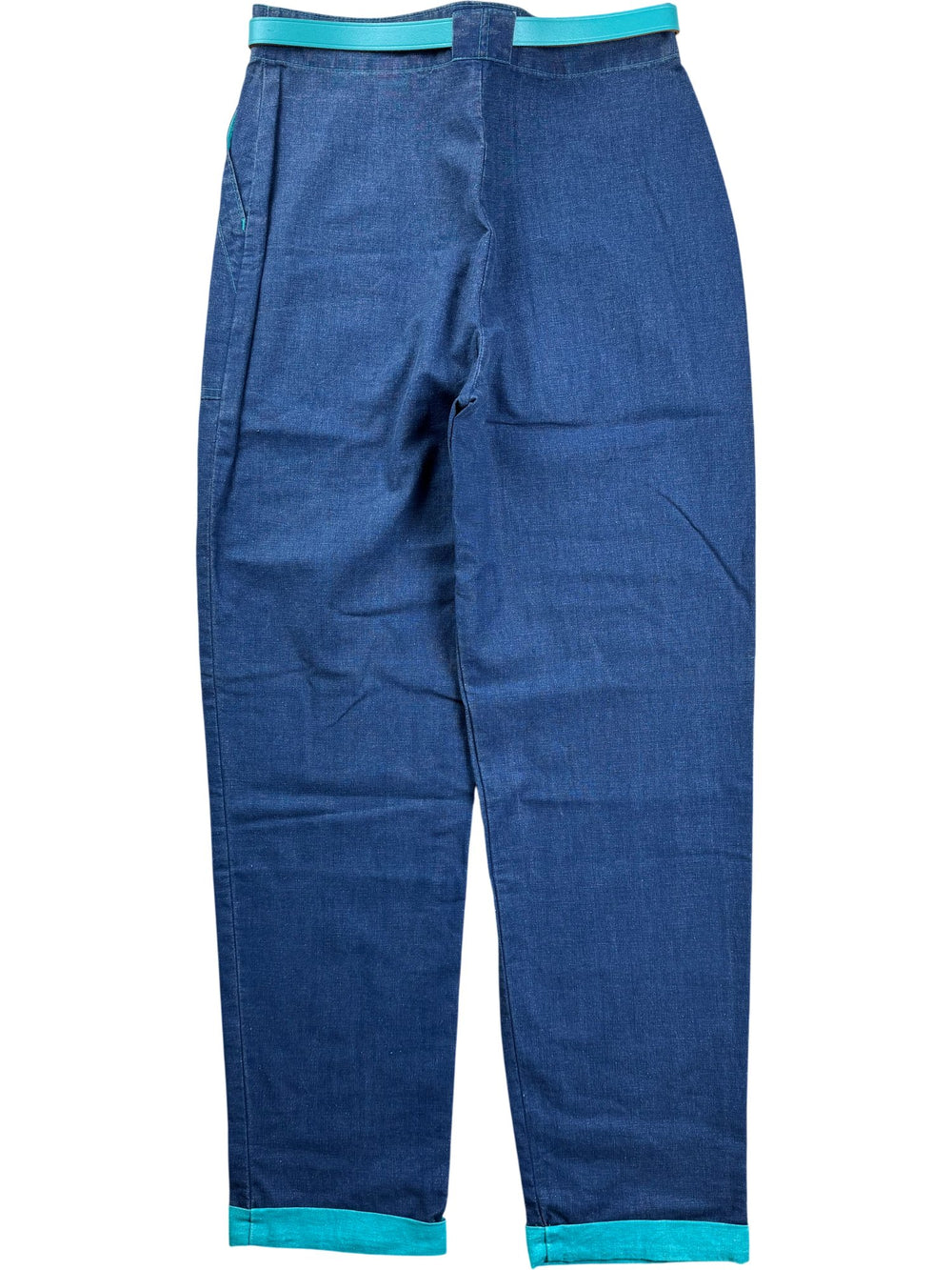 St Michael Cotton High-Waisted Trousers - W30 - Think Vintage ltd