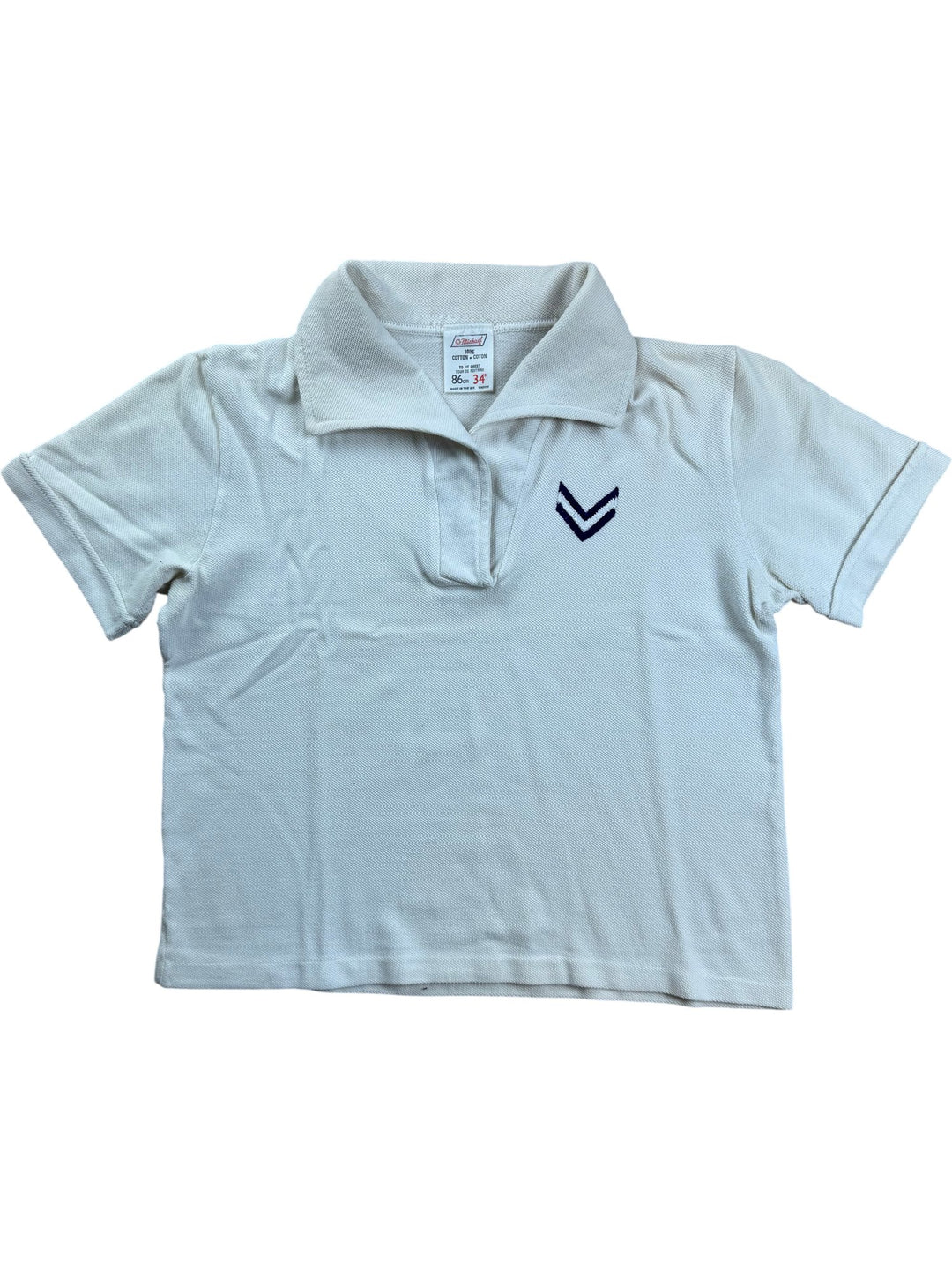 St Michael Cropped Cream Cotton Polo Shirt - S - Think Vintage ltd