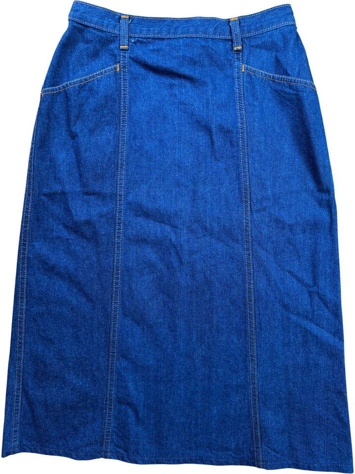 St Michael Denim Midi Skirt - W28 - Think Vintage ltd