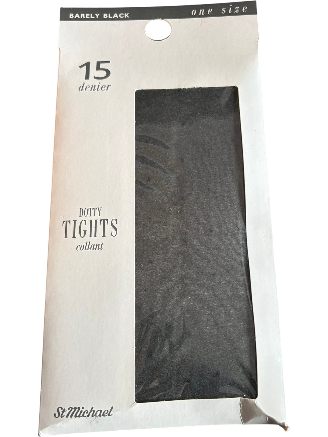 St Michael Dotty Tights Barely Black - Think Vintage ltd