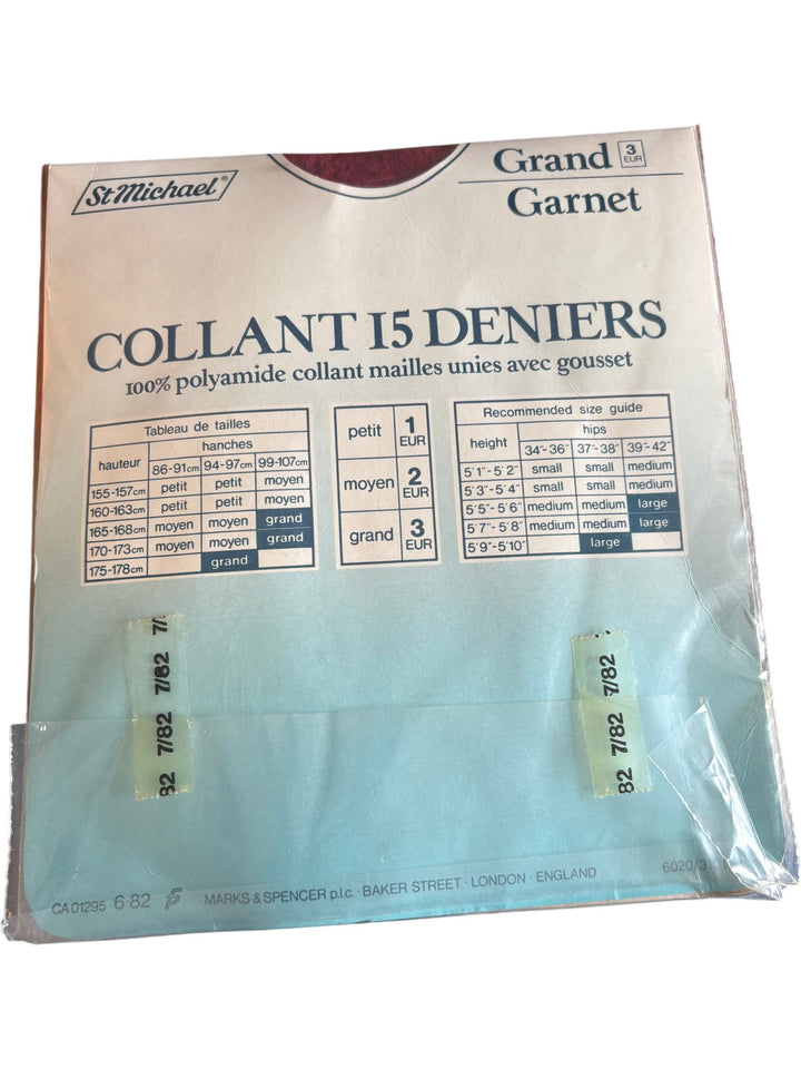 St. Michael Garnet 15 Denier Tights - Think Vintage ltd