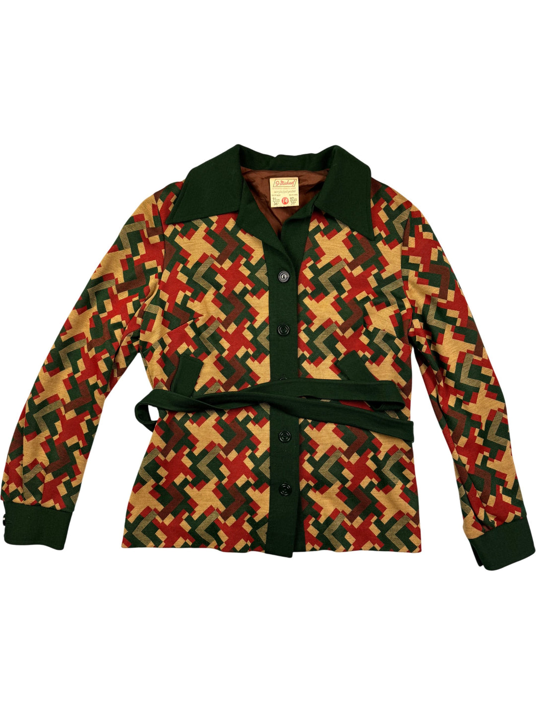 St Michael Geometric Patterned Jacket - S - Think Vintage