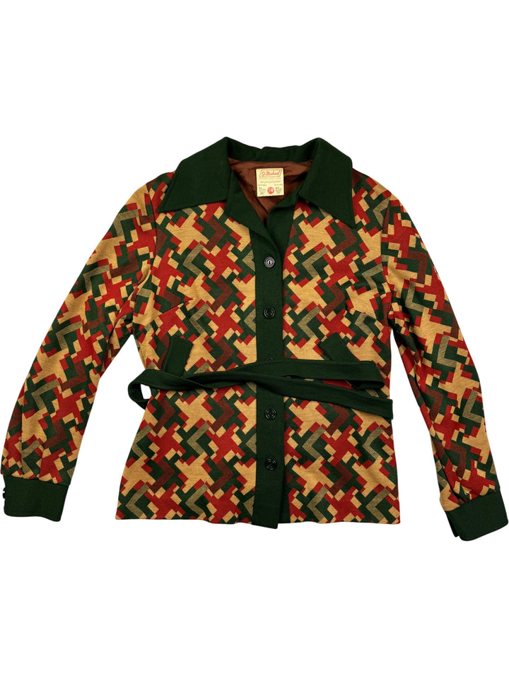 St Michael Geometric Patterned Jacket - S - Think Vintage