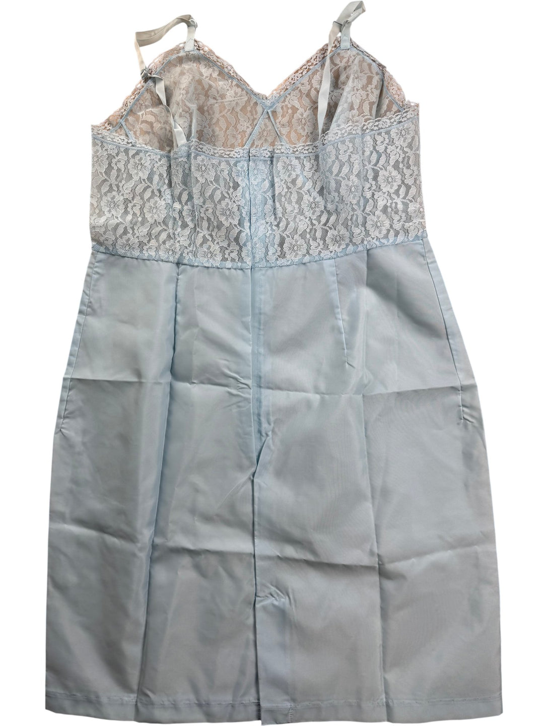 St. Michael Light Blue Lace Trim Slip - M/L - Think Vintage ltd