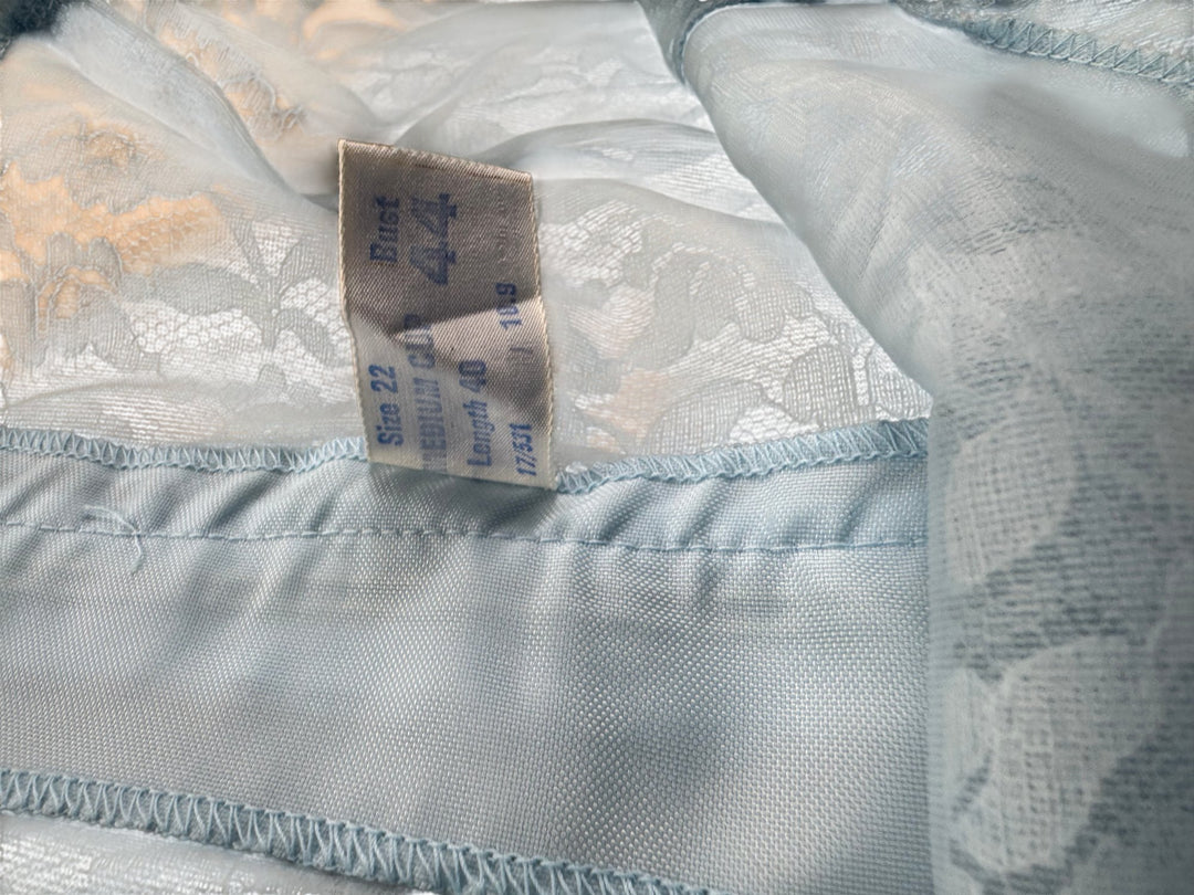 St. Michael Light Blue Lace Trim Slip - M/L - Think Vintage ltd
