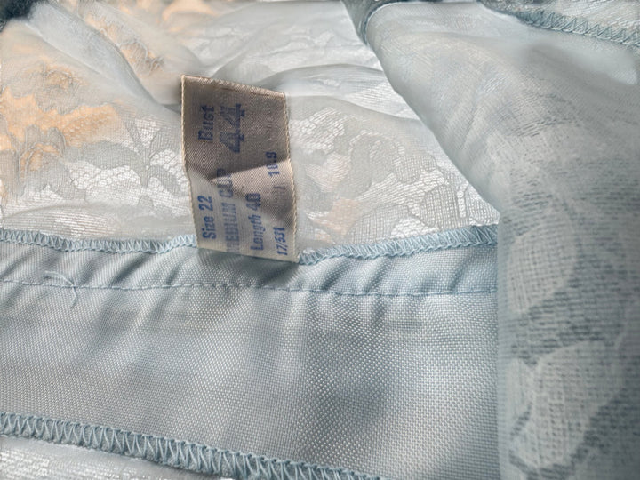 St. Michael Light Blue Lace Trim Slip - M/L - Think Vintage ltd