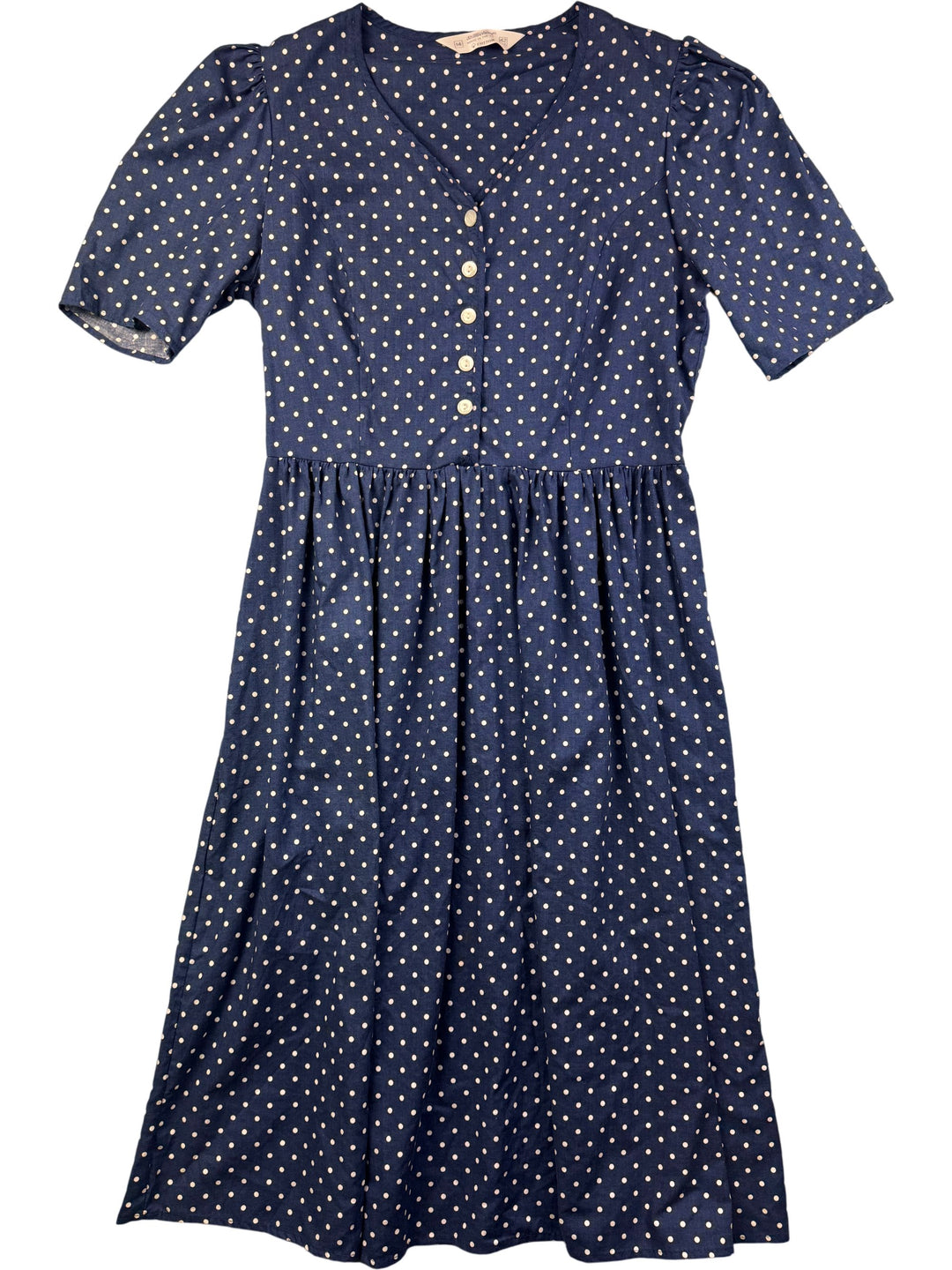 St Michael Polka Dot Button-Up Dress - M - Think Vintage Online Ltd