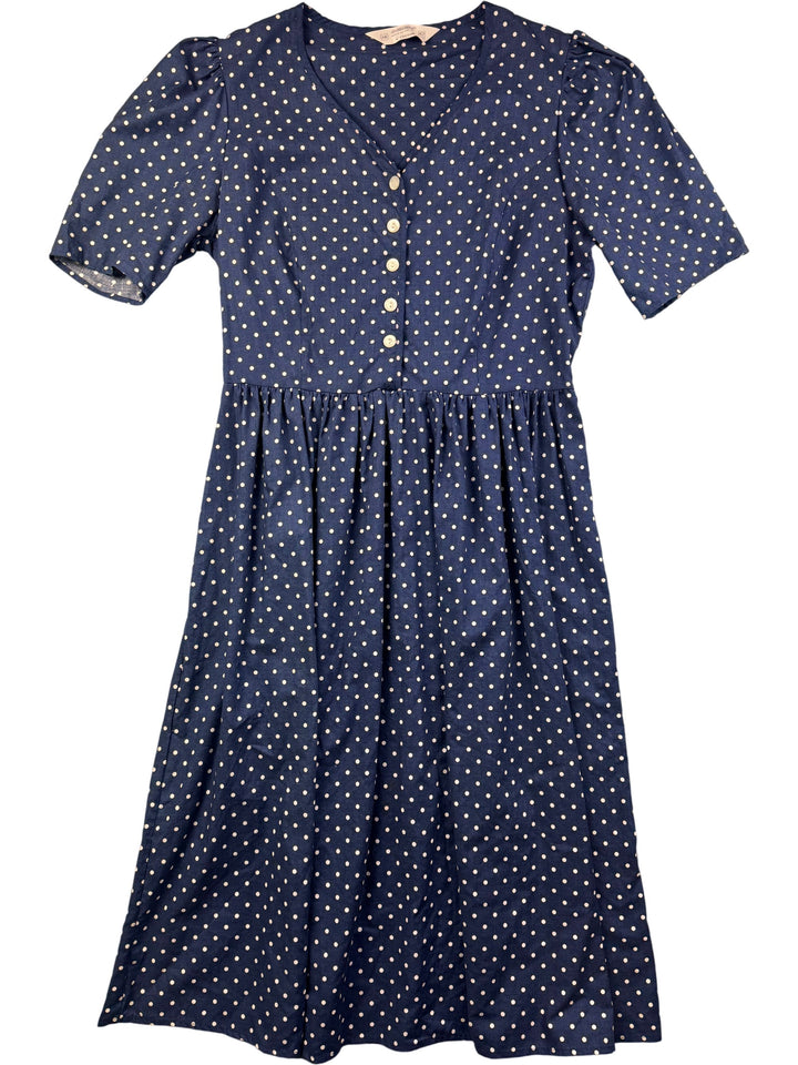 St Michael Polka Dot Button-Up Dress - M - Think Vintage ltd