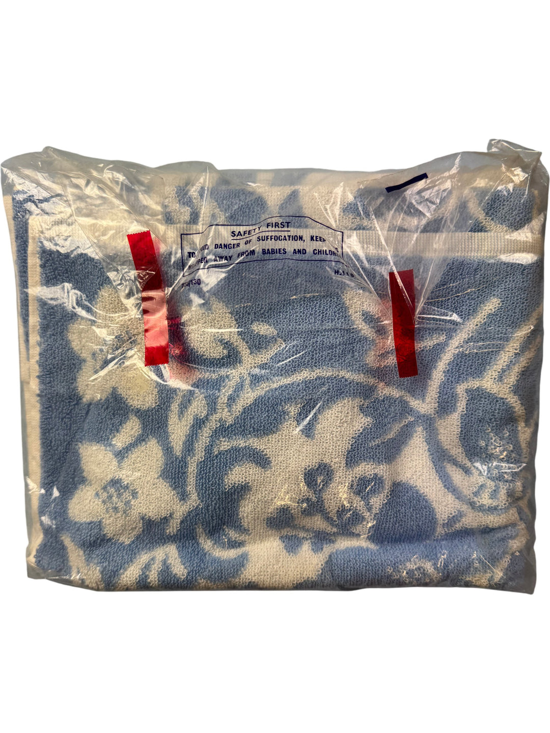 St Michael Pure Cotton Hand Towel Blue Floral - Think Vintage