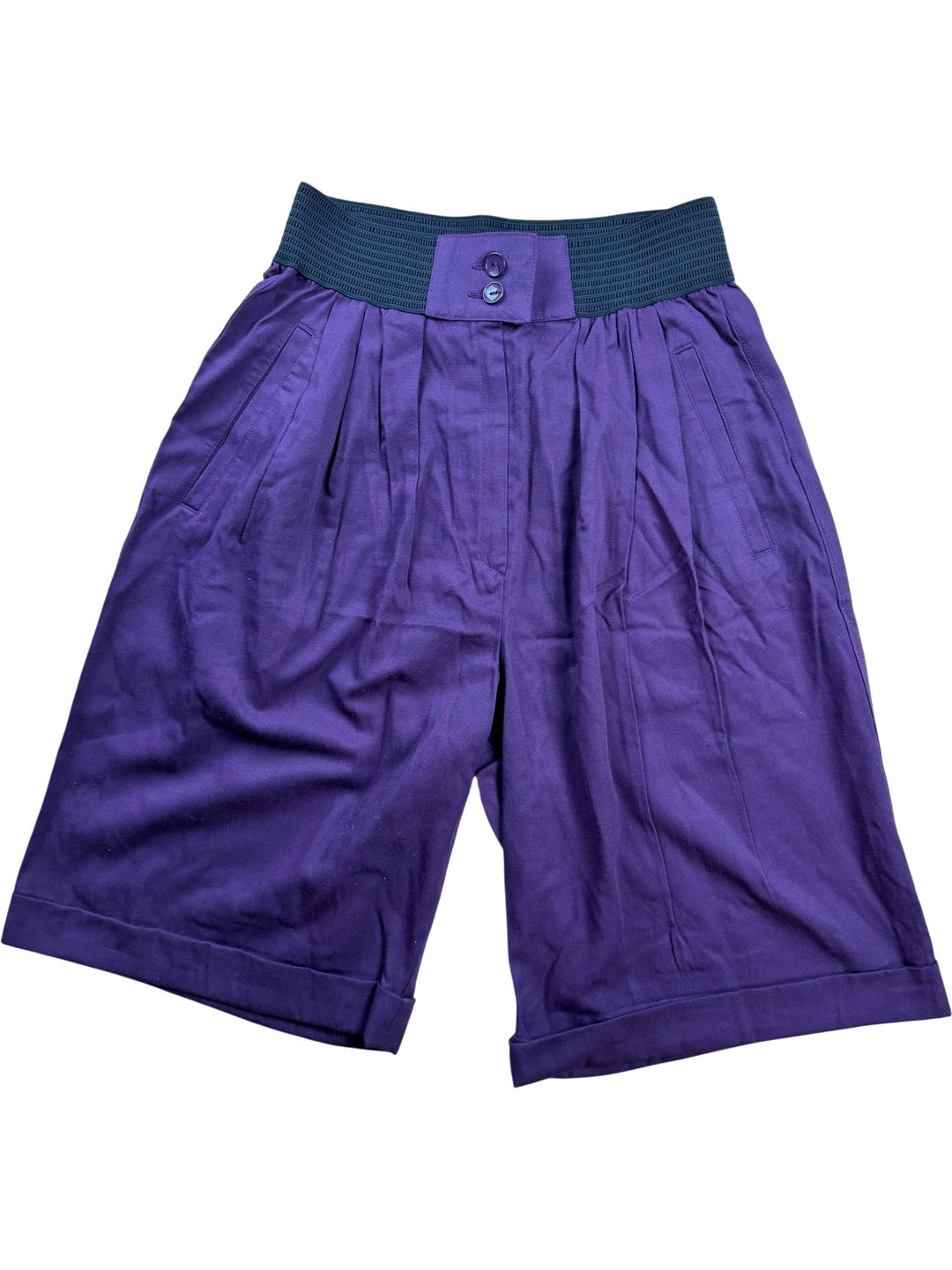 St Michael Purple Pleated Shorts - W26-34 - Think Vintage ltd