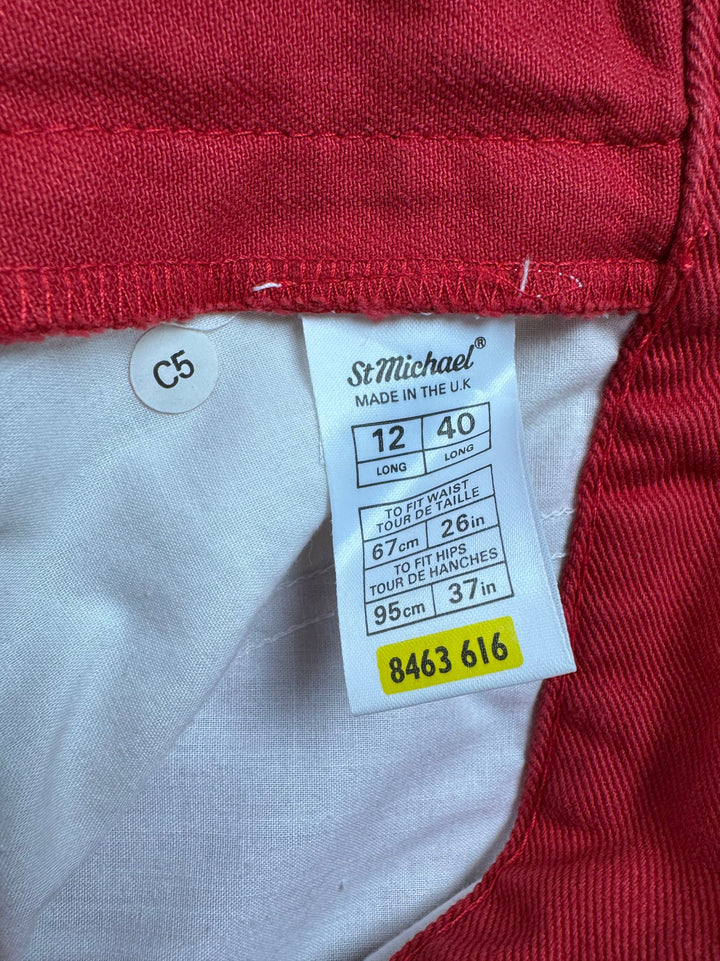 St Michael Red Cotton Jeans - W27 - Think Vintage ltd