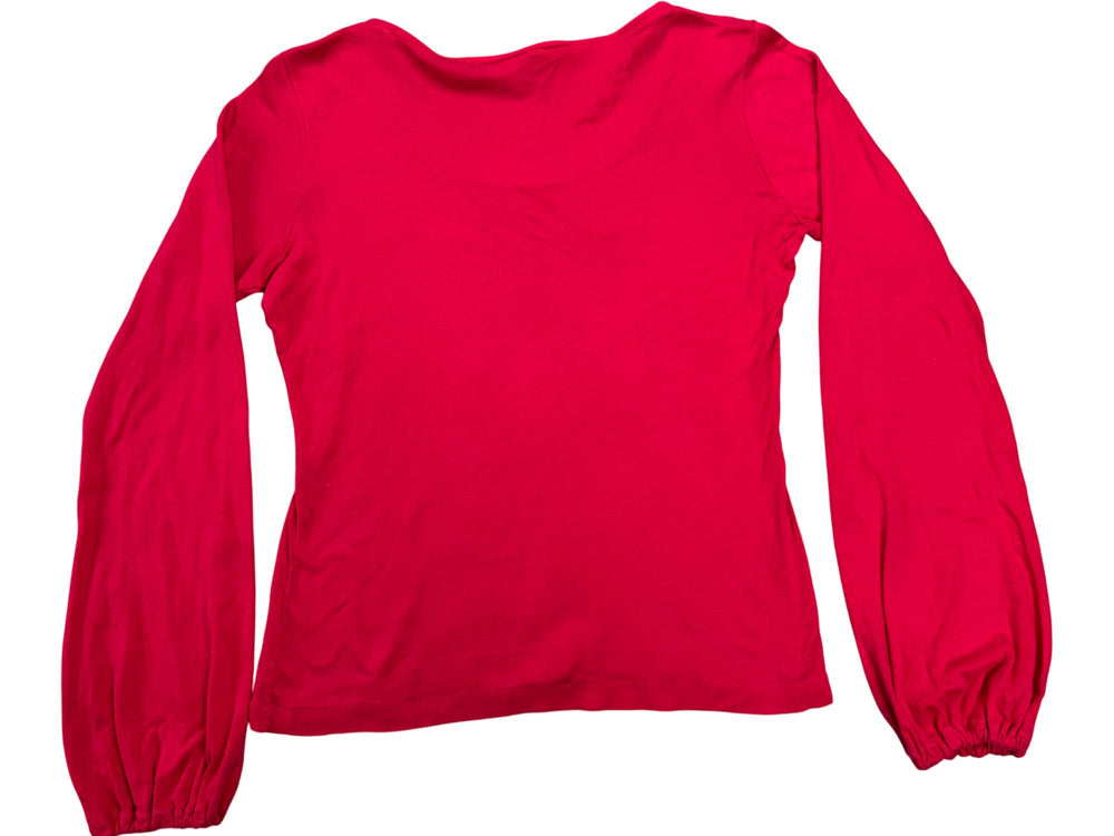 St Michael Red Cotton Long Sleeved Top - Think Vintage