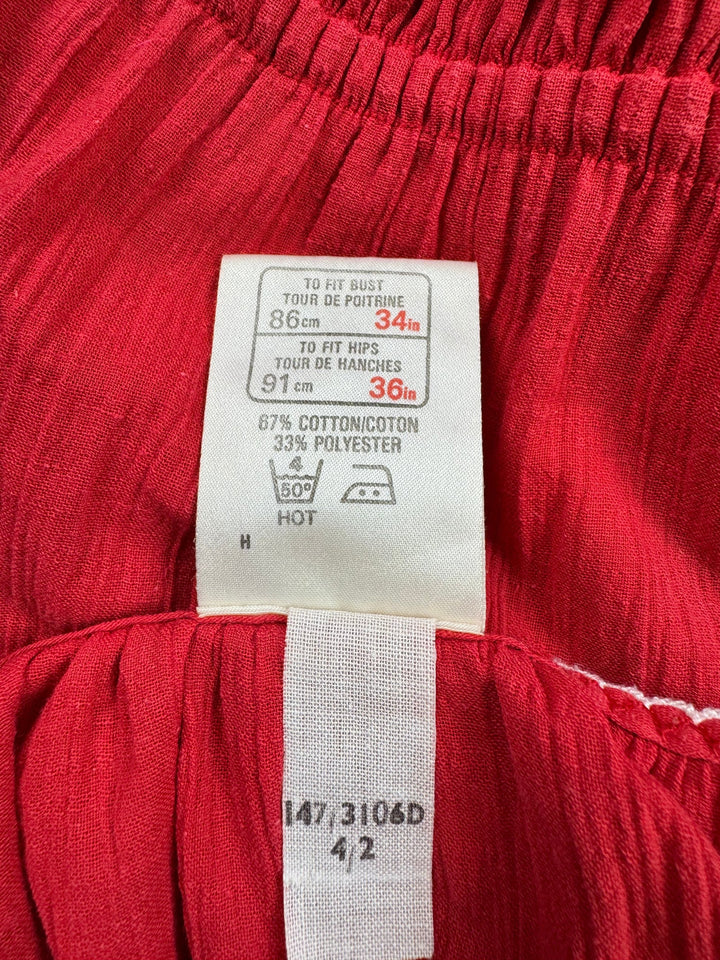 St Michael Red Embroidered Dress - M - Think Vintage