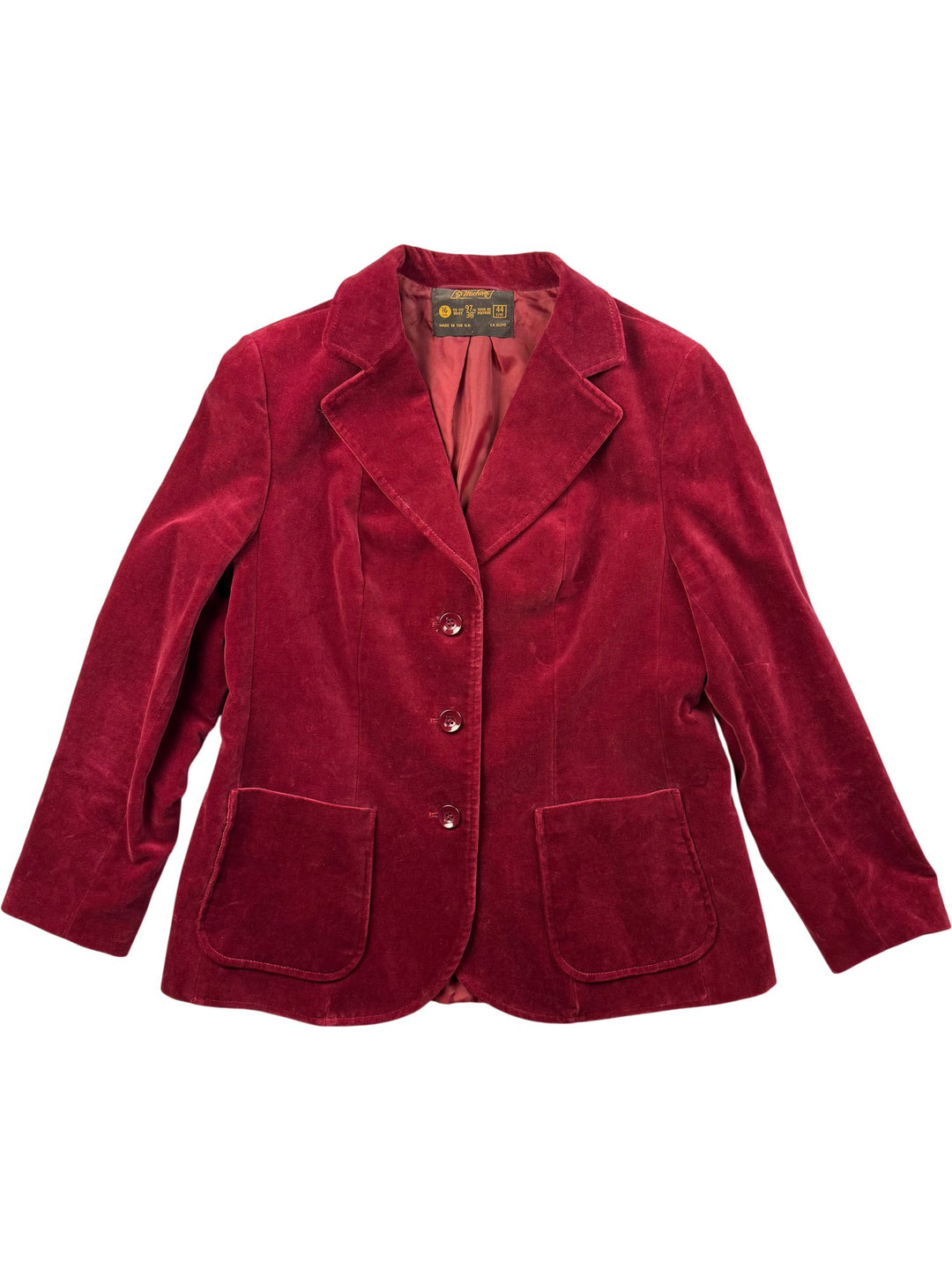 St Michael Red Velvet Blazer Jacket - M
