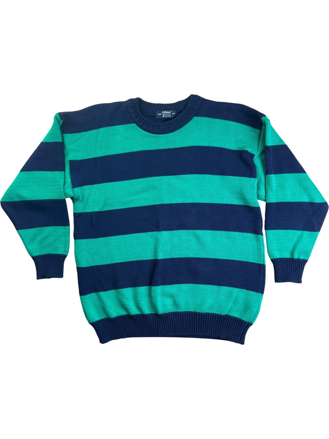 St Michael Stripe Cotton Jumper - L - Think Vintage ltd