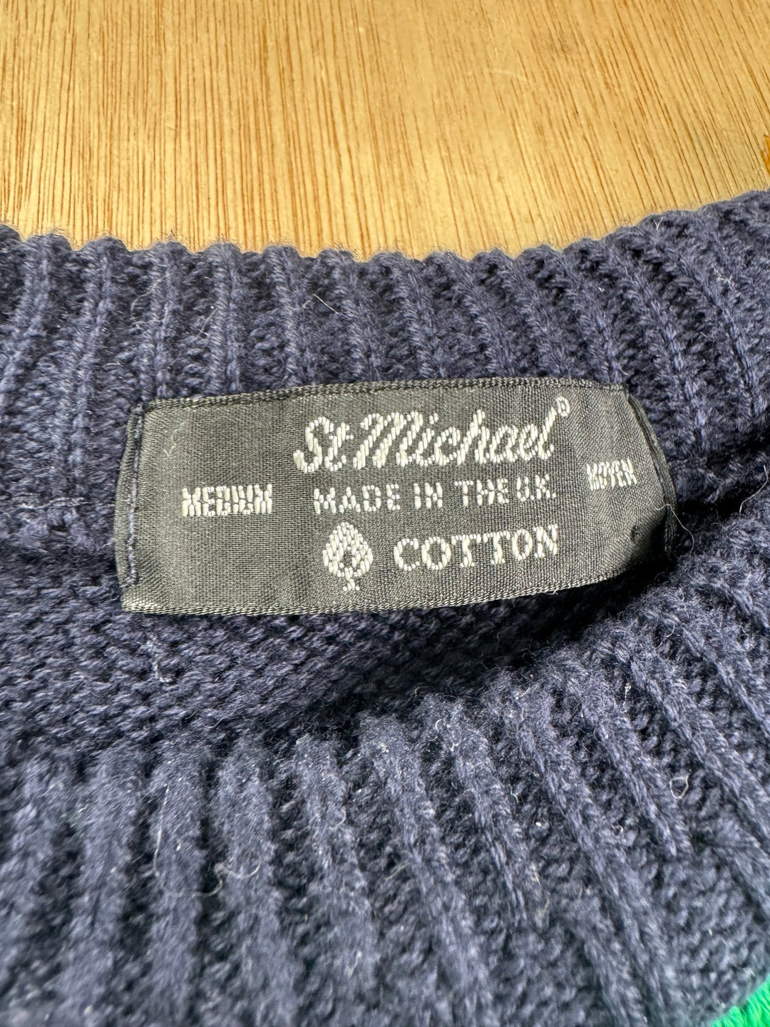 St Michael Stripe Cotton Jumper - L - Think Vintage ltd