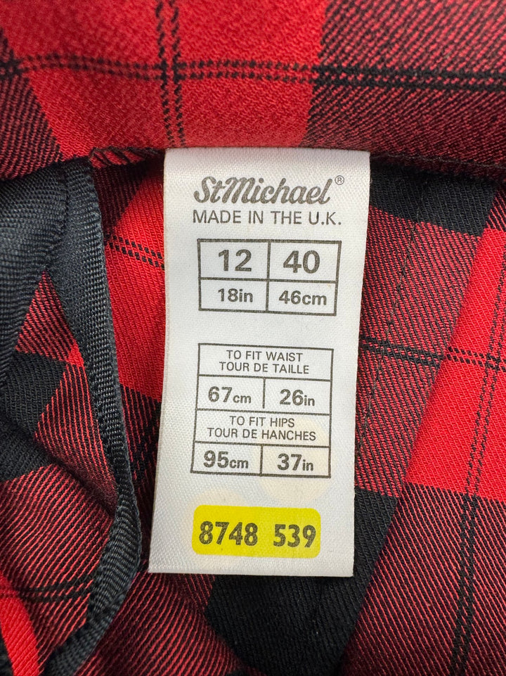 St Michael Tartan Checkered Skirt - W28 - Think Vintage ltd