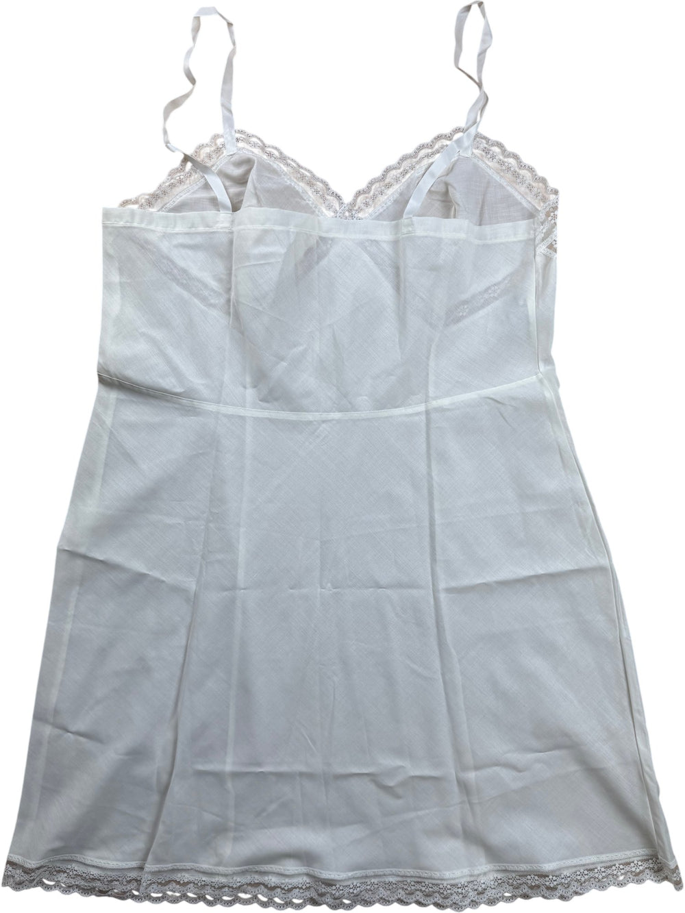 St Michael White Lace Trim Slip - M/L - Think Vintage ltd