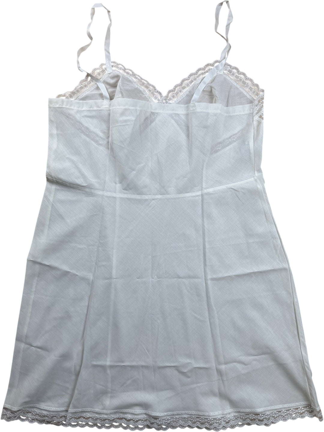 St Michael White Lace Trim Slip - M/L - Think Vintage ltd