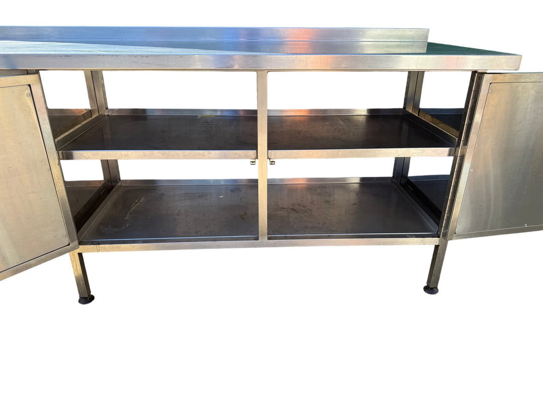 Stainless Steel Stationary Work Bench With Drawers - Think Vintage